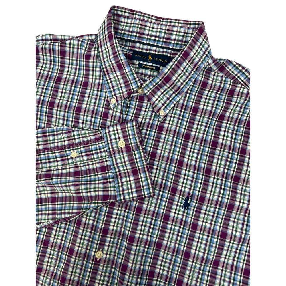 Ralph Lauren Plaid Performance‎ Long Sleeve Button Down Multicolor Men’s XL